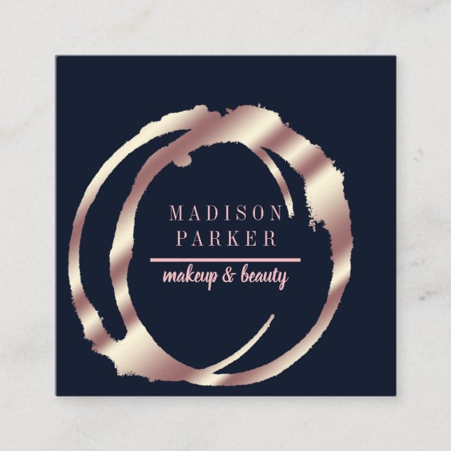 Moderne Imitat Rose Gold Abstrakter Platz Quadratische Visitenkarte (Vorderseite)