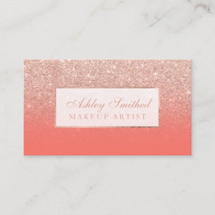 Moderne Imitat Rose Gold Glitzer Korallen Ober Mak Visitenkarte
