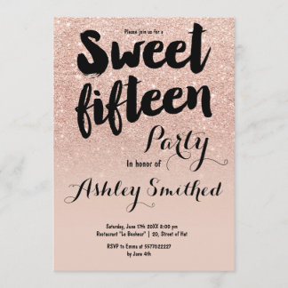 Moderne Imitat Rose Gold Glitzer Typografie Sweet Einladung