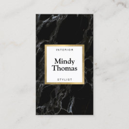 Moderne Imitate aus schwarzem Marmor Gold Frame Visitenkarte