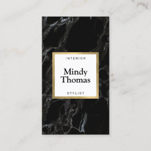 Moderne Imitate aus schwarzem Marmor Gold Frame Visitenkarte