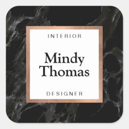 Moderne Imitate aus schwarzem Marmor Rose Gold Fra Quadratischer Aufkleber