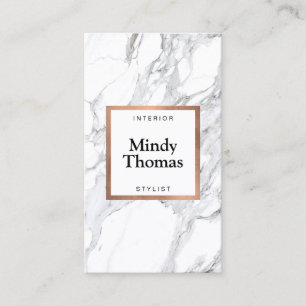 Moderne Imitate aus weißem Marmor Rose Gold Frame Visitenkarte
