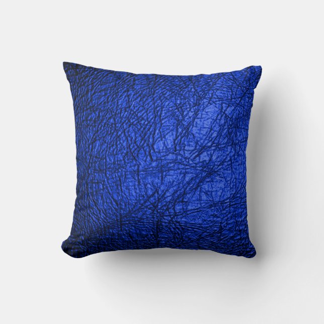 Moderne Imitate Blauer Leder Textur Kissen (Vorderseite)