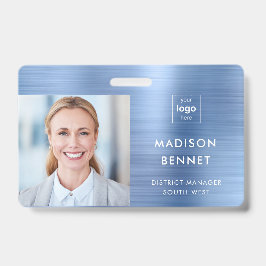 Moderne Imitate Blue Metallic Corporate Foto ID Ausweis
