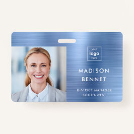 Moderne Imitate Blue Metallic Corporate Foto ID Ausweis