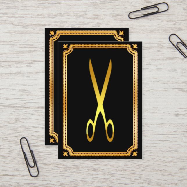 Moderne Imitate der Haare Goldschere schwarzen Chi Visitenkarte (Vorderseite/Rückseite Beispiel)