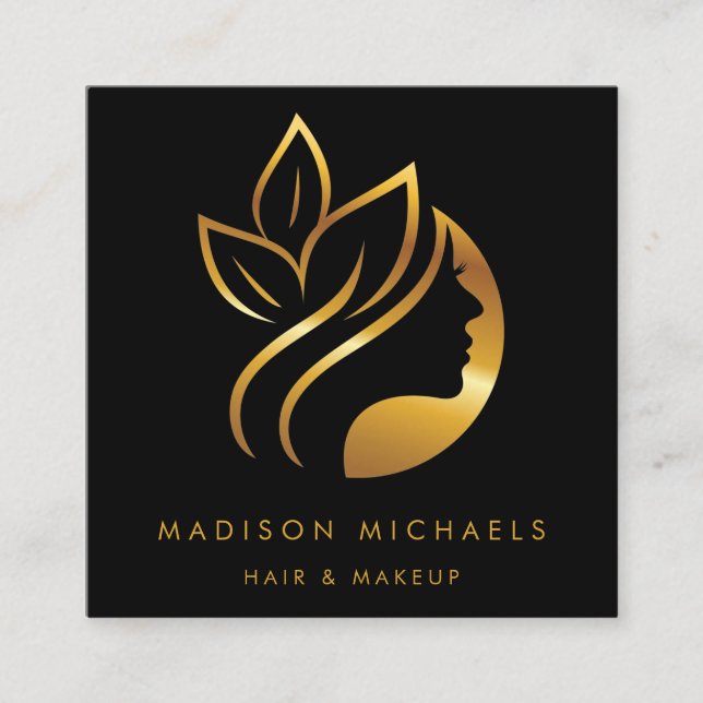 Moderne Imitate Gold Abstrakte Haarfärbemittel Quadratische Visitenkarte (Vorderseite)