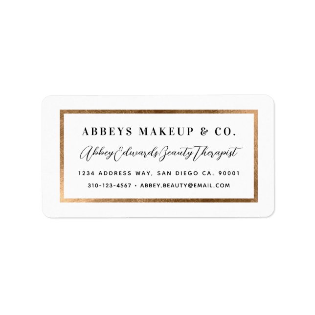 Moderne Imitate Gold Border Business Label Sticker Adressaufkleber (Vorne)