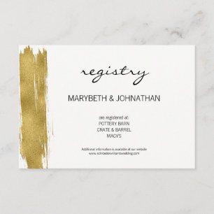 Moderne Imitate Gold Brushstroke Wedding Card Begleitkarte