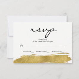Moderne Imitate Gold Brushstroke Wedding RSVP Card Karte