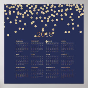 Moderne Imitate Gold Diamonds 2018 Kalender Poster