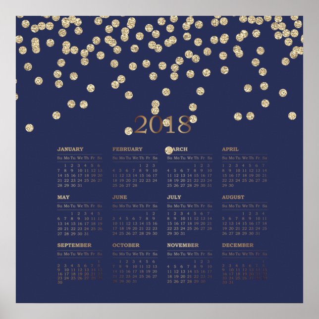 Moderne Imitate Gold Diamonds 2018 Kalender Poster (Vorne)
