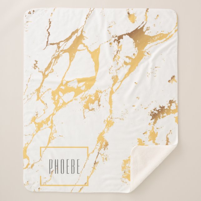 Moderne Imitate Gold-Effekt-Muster Sherpadecke (Vorderseite)