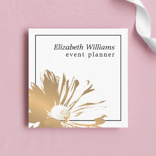 Moderne Imitate Gold Floral Black Lines Eventplane Quadratische Visitenkarte