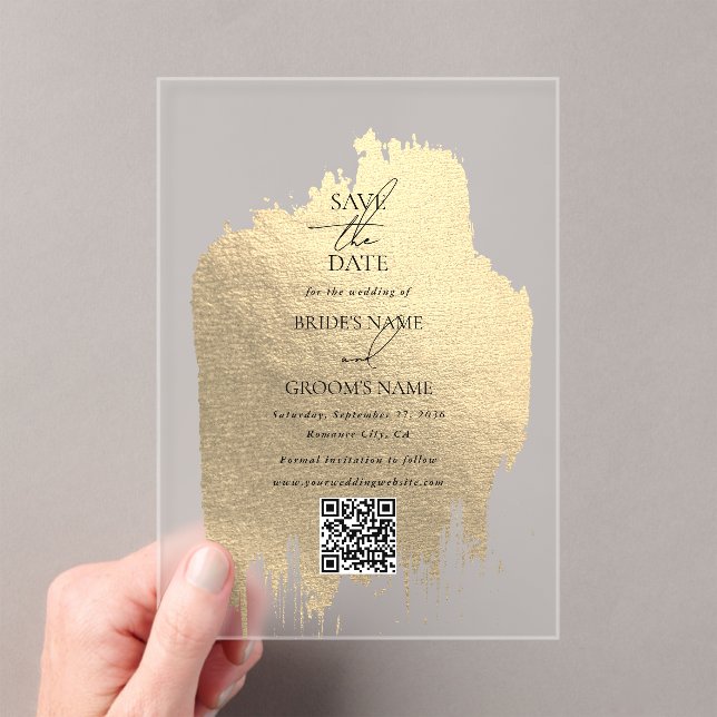 Moderne Imitate Gold Foil Clear Wedding retten die Acryleinladungen (Insitu (Handheld))