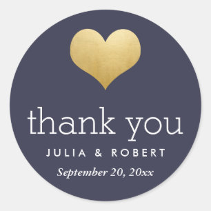 Moderne Imitate Gold Foil Heart Navy Blue Vielen D Runder Aufkleber