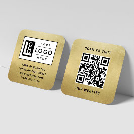 Moderne Imitate Gold Foil Logo und QR Code Quadratische Visitenkarte