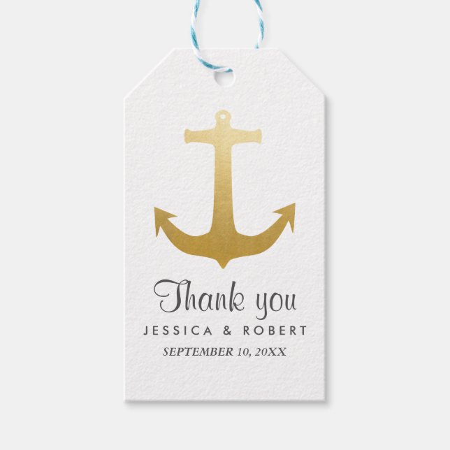 Moderne Imitate Gold Foil Nautical Anchor Vielen D Geschenkanhänger (Vorderseite)