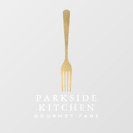 Moderne Imitate Gold Fork Restaurant Logo Transpar Fensteraufkleber