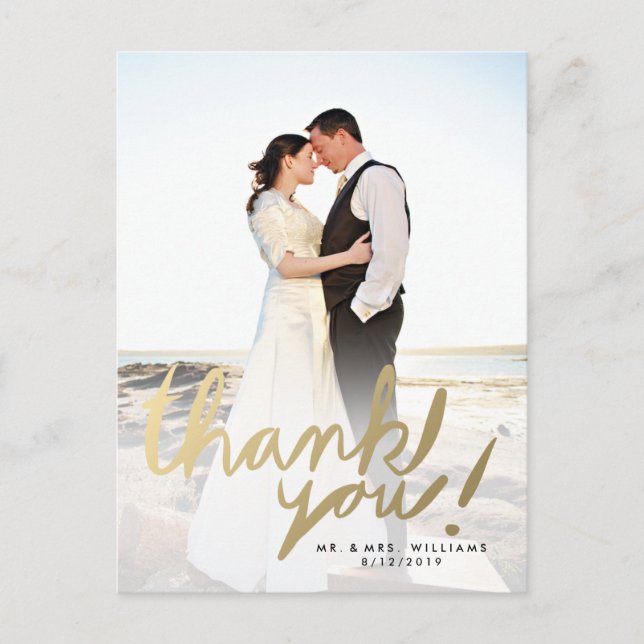Moderne Imitate Gold Foto Vielen Dank Postcard Postkarte (Vorderseite)