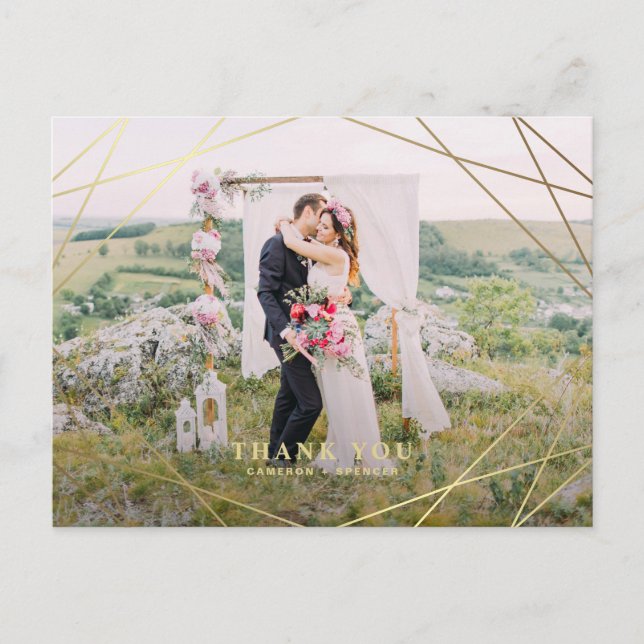 Moderne Imitate Gold Geometric Frame Hochzeit Viel Postkarte (Vorderseite)