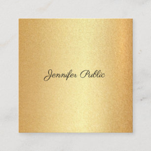 Moderne Imitate Gold Glitzer Handschrift Kalligraf Quadratische Visitenkarte