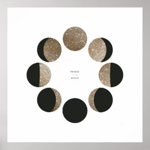 Moderne Imitate Gold Glitzer Moon Phase Chart Poster