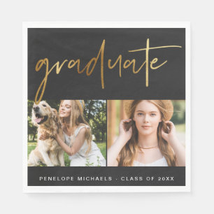 Moderne Imitate Gold Graduate Script Foto Grid Bla Serviette