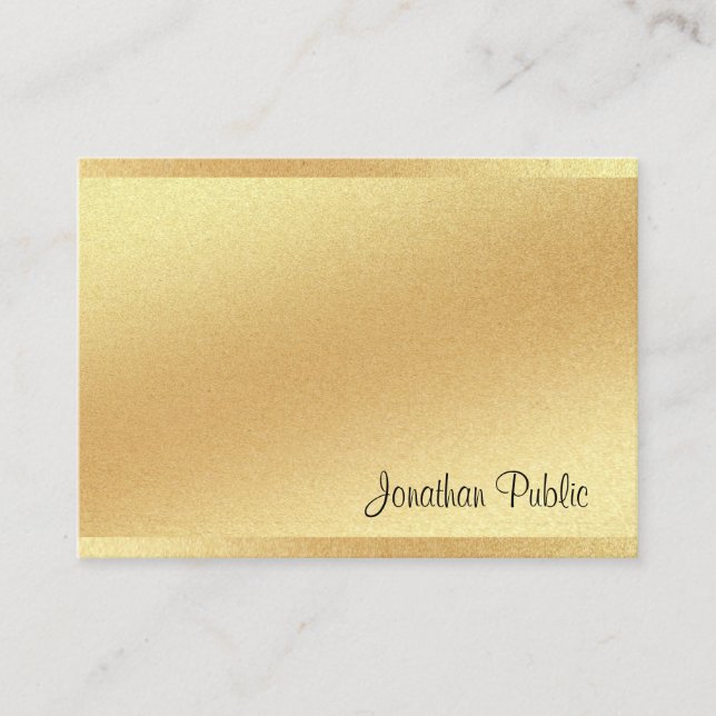 Moderne Imitate Gold Hand Script Beruflich Elegant Visitenkarte (Vorderseite)