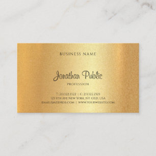 Moderne Imitate Gold Hand Script Elegante Vorlage Visitenkarte