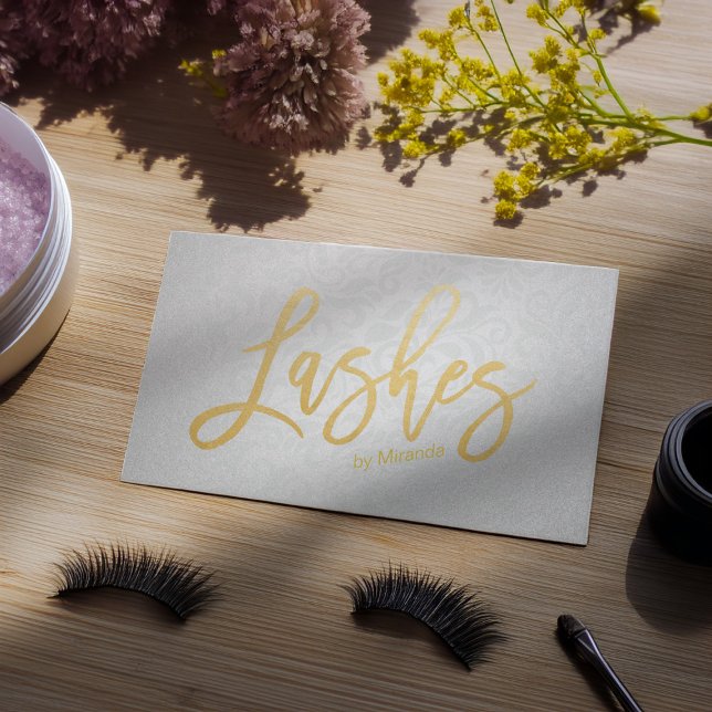 Moderne Imitate Gold Lashes Skriptabstimmung Terminkarte (Von Creator hochgeladen)