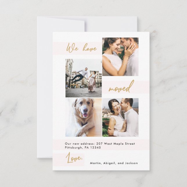 Moderne Imitate Gold Map Blush Ändern des Fotos de Dankeskarte (Vorderseite)