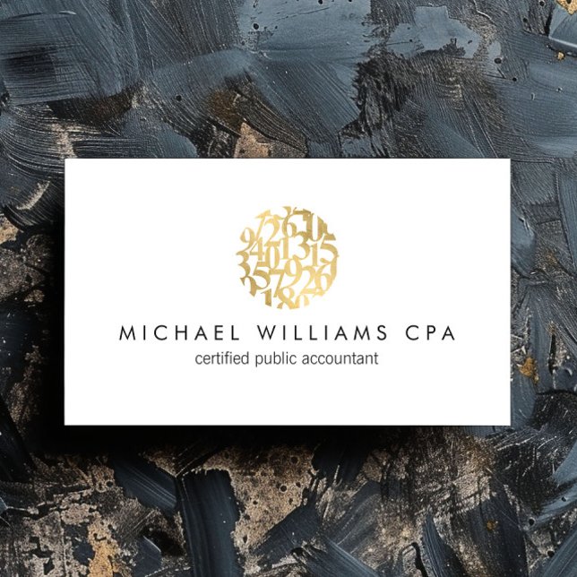 Moderne Imitate Gold Numbers Logo-Buchhalter Visitenkarte (Von Creator hochgeladen)