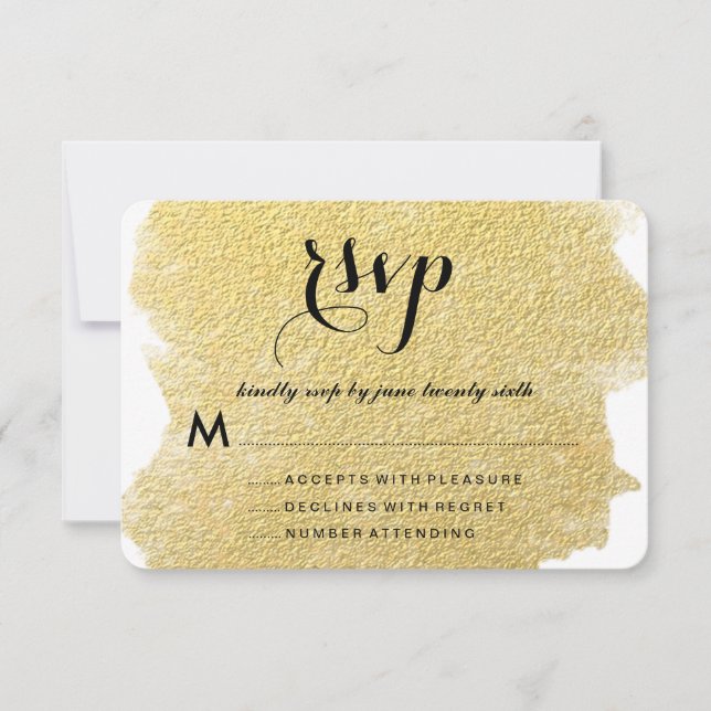 MODERNE IMITATE GOLD RSVP KARTE (Vorderseite)