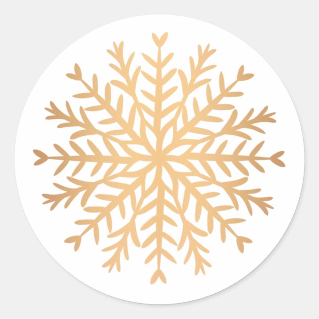 Moderne Imitate Gold Snowflakes Weihnachten Runder Aufkleber (Vorderseite)