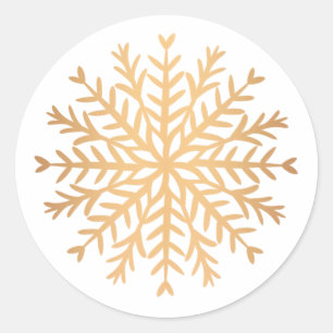 Moderne Imitate Gold Snowflakes Weihnachten Runder Aufkleber