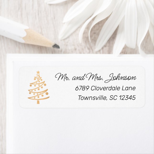 Moderne Imitate Gold Weihnachtsbaum Rücksendeadres (Insitu)