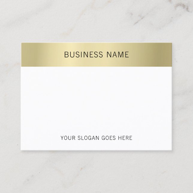 Moderne Imitate Gold Weiße elegante Minimalistisch Visitenkarte (Vorderseite)