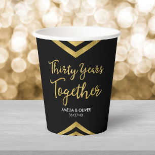 Moderne Imitate Gold Zickzack 30 Jahre Party Pappbecher