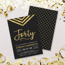 Moderne Imitate Gold Zickzack 40. Geburtstag Party Einladung
