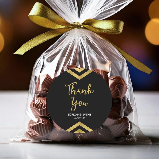 Moderne Imitate Gold Zickzack Danke Runder Aufkleber (Von Creator hochgeladen)