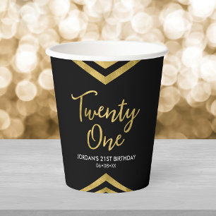 Moderne Imitate Gold Zickzack Geometric 21. Geburt Pappbecher