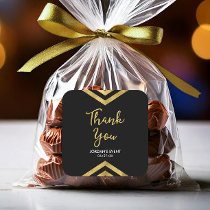 Moderne Imitate Gold Zickzack Geometric Vielen Dan Quadratischer Aufkleber