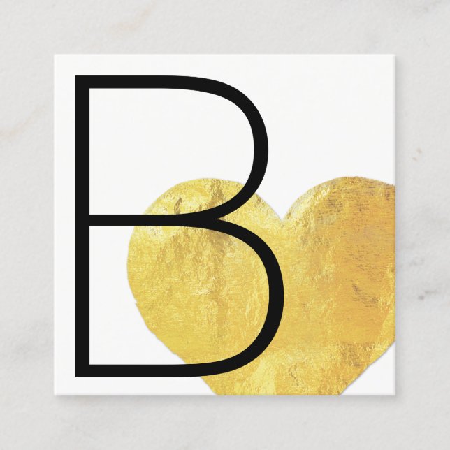 Moderne Imitate Goldene Foil Schwarz und Weiß Quadratische Visitenkarte (Vorderseite)