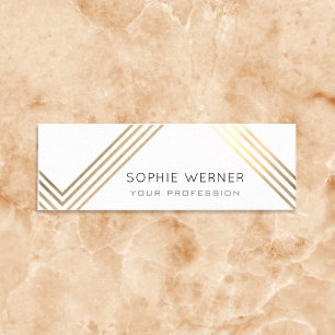 Moderne Imitate goldene Streifen auf elegantem Wei Mini Visitenkarte