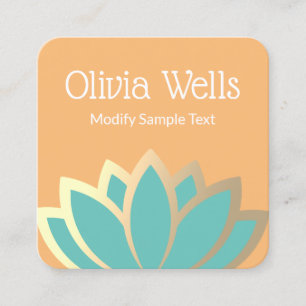Moderne Imitate Goldenen Fossil Lotus Blume Square Quadratische Visitenkarte