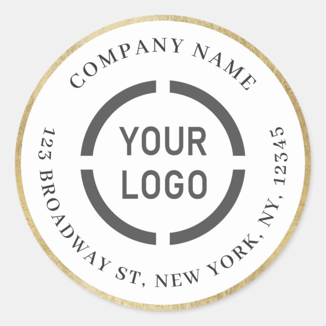 Moderne Imitate goldenes Grenz-Logo Rücksendeadres Runder Aufkleber (Vorderseite)