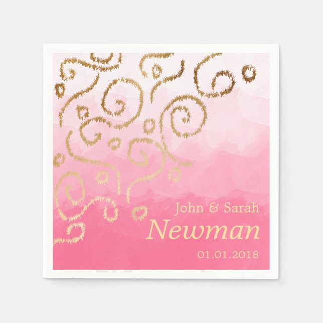 Moderne Imitate Goldmusterhochzeit Serviette (Vorderseite)