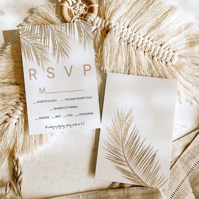 Moderne Imitate Goldpalme UAWG Hochzeit RSVP Karte (Von Creator hochgeladen)